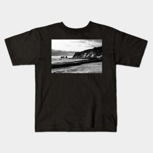 Black Sand Beach Vik Iceland B&W Kids T-Shirt